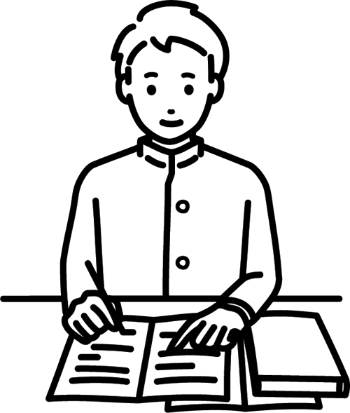 勉強をする男子学生